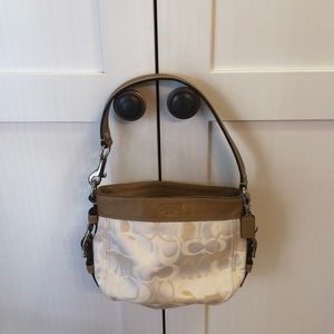 Mini leather and beige Coach purse
